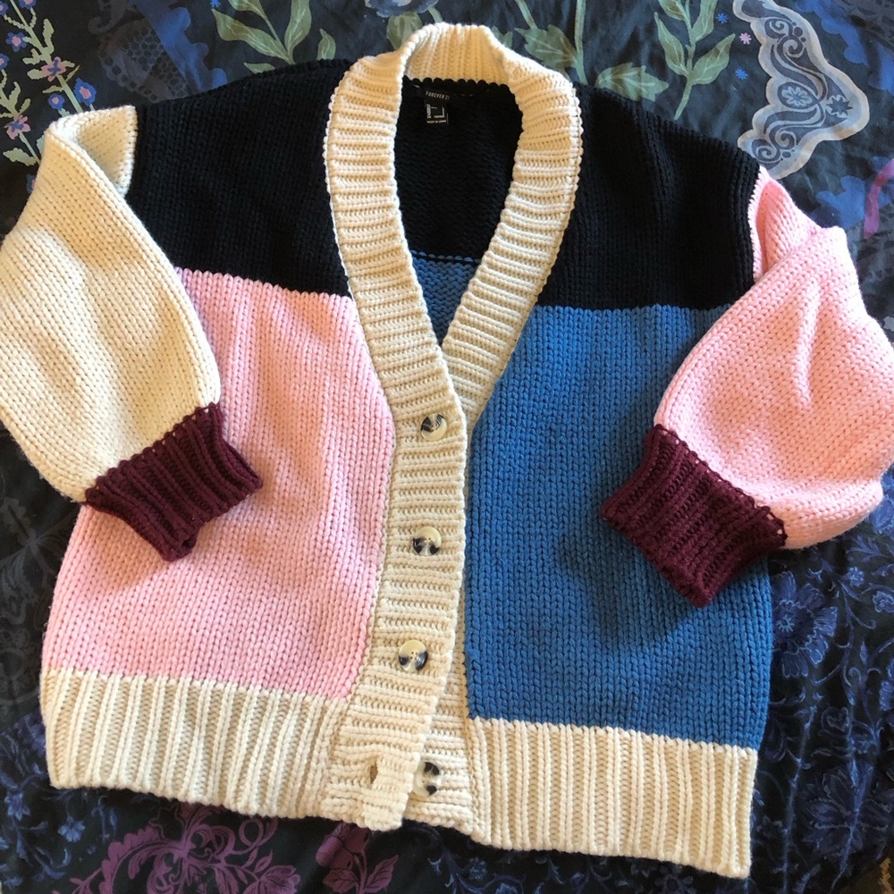 Colorblock Cardigan Sweater Forever 21 Gently used.